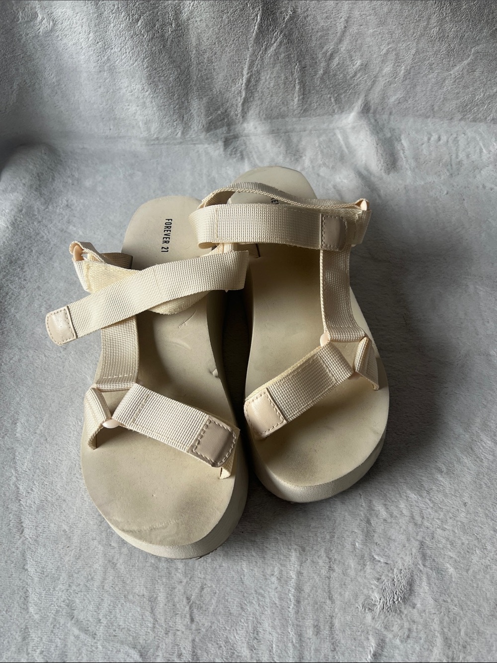 Forever 21 Beige Platform Strap Sandals